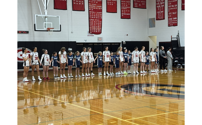 5th Grade girls play halftime game at RHS Varsity game